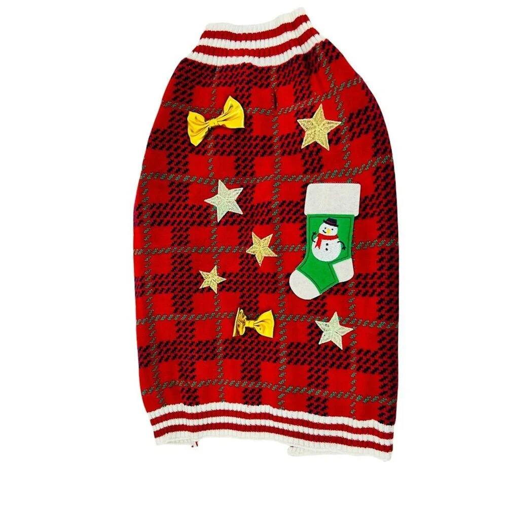 Holiday Time Gift for You Dog Sweater Tacky Ugly Large